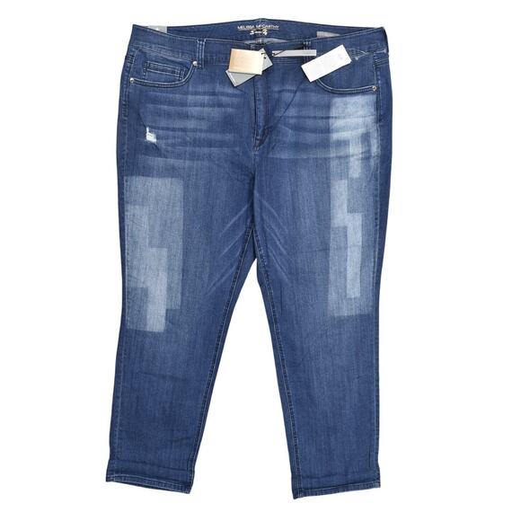 NEW Melissa McCarthy Seven7 Jeans 26W Blue Straight Slimming Silhouette System - Picture 1 of 10